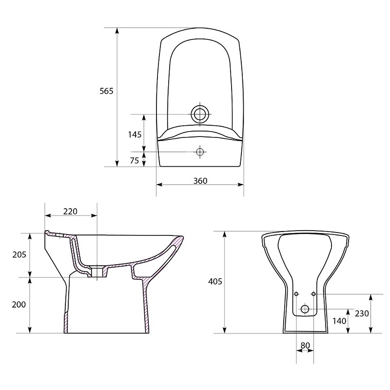 Bideu stativ Cersanit, Carina, rectangular, alb - imagine 3