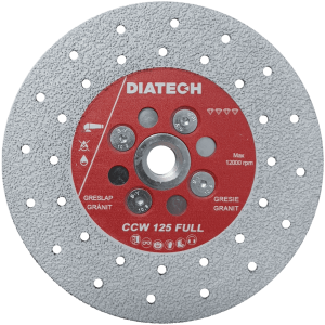 Disc cu flansa pentru taiere si slefuire, gresie si granit, CCW125FULL, Diatech