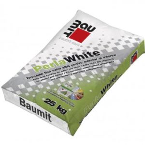 Tencuiala fin? extra alb? pentru exterior si interior, Perlawhite, Baumit, 25 kg