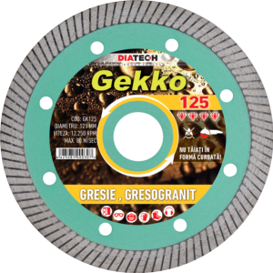 Disc diamantat pentru taiat gresie, gresogranit, Gekko, 125, Diatech