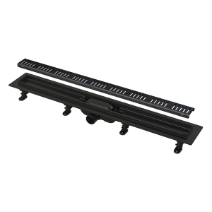 Rigola de dus AlcaPlast, Simple, cu capac, negru mat, 65 cm